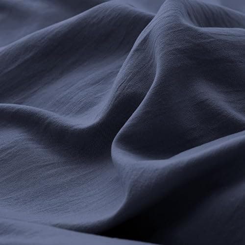 Bedsure Navy Duvet Covers Queen Size - Washed Duvet Cover, Soft Queen Duvet Cover Set 3 Pieces with Zipper Closure, 1 Duvet Cover 90x90 inches and 2 Pillow Shams thumbnail 9