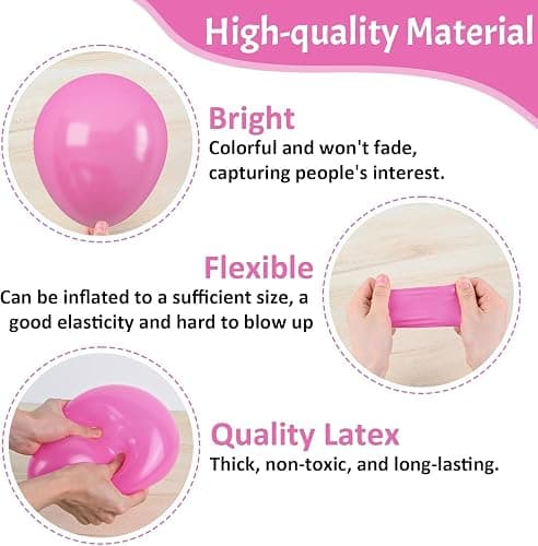 Paready Pink Balloon Set, 50 Pcs 12 Inch Metallic Pink Pastel Pearl Light Confetti Balloons Helium with Ribbon for Women Girls Wedding Bridal Baby Shower Princess Birthday Party Decorations thumbnail 9