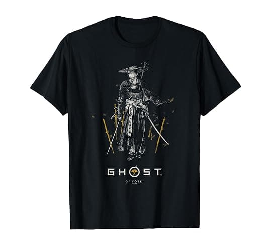 Ghost of Yotei Atsu Collage with Kanji Video Game T-Shirt - Image 1