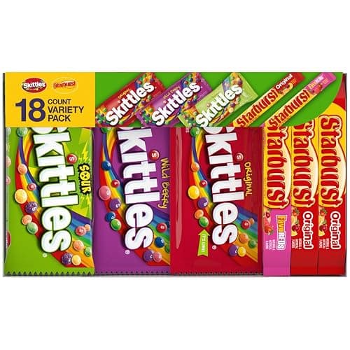 SKITTLES & Starbust Assorted Candy Variety Pack for Holidays, Gifts, Parties, Candy Assortment, 37.05 oz (18 Count) Bulk Box - Image 1