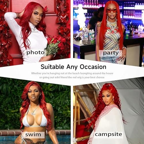 mululi 30 Inch Red Wig Human Hair Pre Plucked Red Lace Front Wigs Human Hair 200% Density 13x4 Colored Wigs for Women Body Wave Red Lace Front Wig thumbnail 6