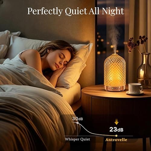 Antrovelle Essential Oil Diffuser for Home, Glass 120 ml | 7 Color Lights, Quiet Aromatherapy Diffuser, Auto Shut-Off & Timer for Bedroom Office, Gifts for Women - Dimond Glass thumbnail 5