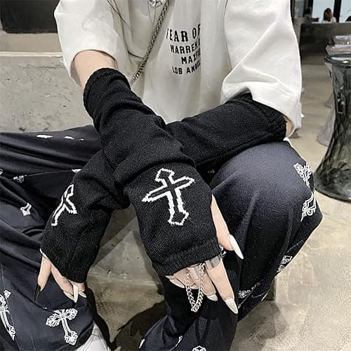 Skateboard Frog Frauen Handschuhe Goth Arm Ärmel Cool Black Moon Cross Printed Hip Hop Armstulpen thumbnail 5