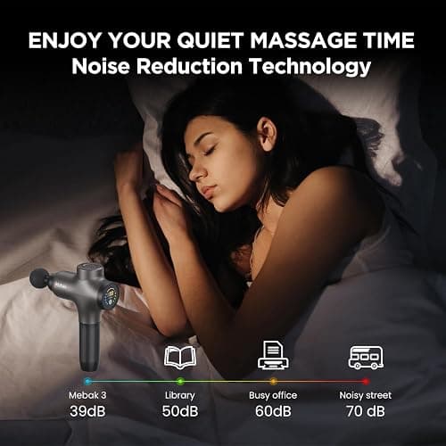 Mebak 3 Massage Gun, Massage Gun Deep Tissue for Athletes, Professional Muscle Percussion Massager, Massager for Shoulder Leg Back Body Pain Relief, Quiet Portable Sport Tool, Gifts for Him thumbnail 7