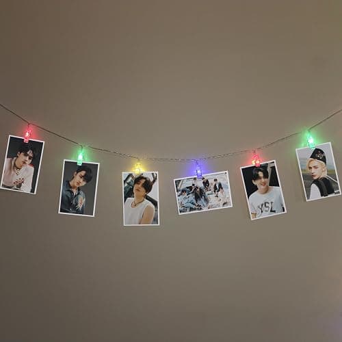 eTel Like Stray Kids Merch 4 Colors LED Clip Light with Big Photocards, Remote Control 10Ft 20LED and 30Pcs 3.1‘’x 4.7‘’ Lomo Card, Home Room Decoration for Gifts thumbnail 2