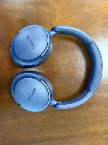 RORSOU B8 Bluetooth Headphones Over Ear, 6 EQ Music Modes and 50H Playtime Deep Bass Wireless Headphones with Mic, Lightweight Folding HiFi Stereo Headset for iPad/Travel/Tablet/PC/Home Blue thumbnail 2