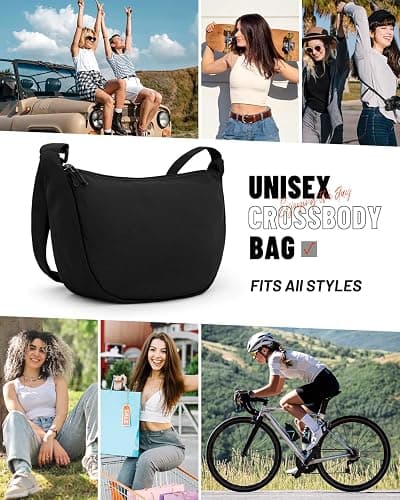Crossbody Sling Bag for Women Men Trendy, Crescent Bag with Adjustable Strap, 2 Zippers Lightweight thumbnail 2