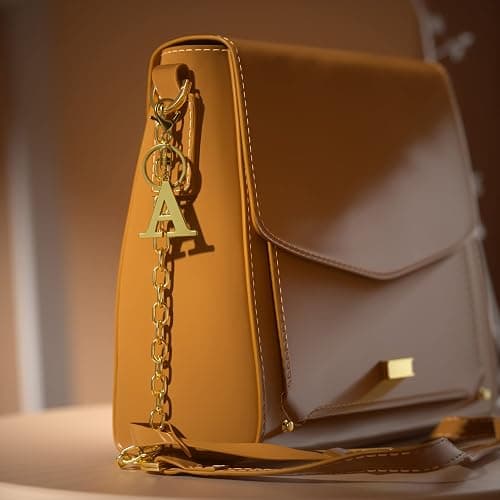 Stainless Steel Gold Letter A-Z Keychain for Women Men, Initial Letter Pendant with Key Ring, Charms for Key Backpack Bag thumbnail 3