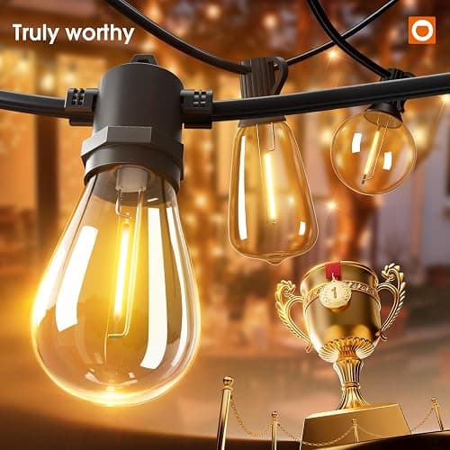 addlon 50FT LED Outdoor String Lights with Edison Shatterproof Bulbs, Weatherproof Strand, Commercial Grade Patio Lights, Decorative for Garden or Patio, Black thumbnail 2