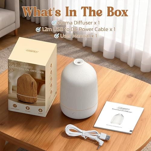 SALUBRITO Essential Oil Diffuser, 100ml Ultrasonic Aroma Diffuser for Essential Oil with Auto Shut-Off, 7 Colour LED Lights, Cool Mist Humidifier for Home, Office, Bedroom, White thumbnail 8