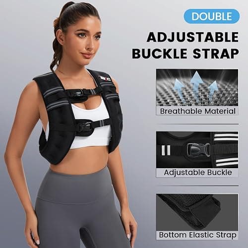 TB3C Weighted Vest Woman - 5lb/6lb/8lb/12lb/16lb/20lb/25lb/30lb Womens Weight Vest for Walking, Strength Training Weight Vests for Men, Reflective Stripe Fitness Vest for Workout Running Jogging thumbnail 2