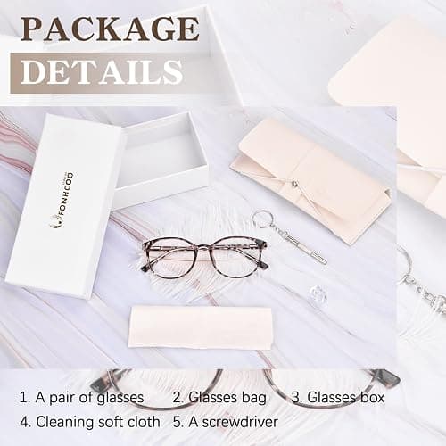FONHCOO Blue Light Blocking Glasses Women Men Computer Eyeglasses,TR90 Fashion Round Transparent Anti Blue Light Glasses with Anti Eyestrain & UV Glare for Gaming & Reading (Tortoise) thumbnail 6