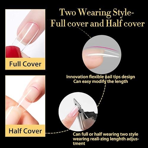 UNA GELLA Short Almond Gel Nail Tips, 600 Pcs Pre-Filed Short Nail Tips Almond Shape Half Matte Press On Nails 12 Sizes Full Cover Clear Fake Nails for Extension Home DIY Salon with Box - Shot Almond thumbnail 8