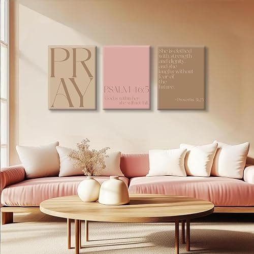 Pink Christian Wall Art Bible Verse Canvas Wall Decor Minimalist Scripture Poster Girls Room Pictures Inspirational Modern Religious Decor Prints Artwork for Bedroom Living Room 12x16x3 In Unframed thumbnail 4
