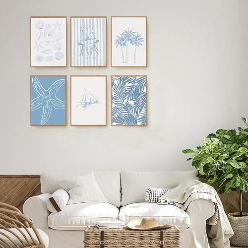 Blue Coast Bikini Shell Canvas Wall Art Fashion Swimwear Beach Aesthetic Wall Decor Preppy Coast Poster Print Artwork for Hallway Bedroom and Living Room Home Decor 8x10in thumbnail 5