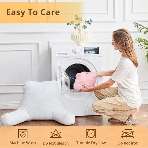 Sasttie Reading Pillow, Velvet Back Pillow for Bed Sitting Up, Adult Back-Rest Support Cushion with Arms for Sit Up on Couch, Sofa, and Floor, Dorm Essentials, Reading Accessories, Pink thumbnail 8