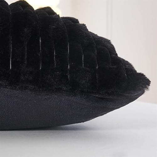 Faux Fur Body Pillow Cover,20x54 Body Pillowcase,Fluffy Long Pillow Case,Shaggy Faux Rabbit Fur Pillow Cover with Zipper,Soft and Plush for Bedroom and Couch(Black, Body) thumbnail 6