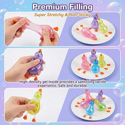 Cute Duck Squishy Sugar Stress Ball,Soft Duck Stress Relief Sugar Ball Toys and Moldable Slow Rise Relaxing Sensory Fidget Stress for Anxiety Relief(Pink) thumbnail 5