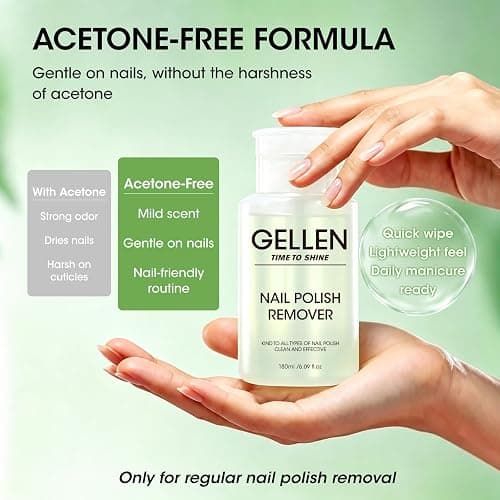 Gellen Nail Polish Remover, with Lint Free Nail Wipes, Non Acetone Kit | Jasmine Scent, Gentle, No Dry Nails, Only for Quick Dry Polish, 200 Pcs Non-Woven Pads, Home & Salon Nail Supplies, 6.1 Fl.Oz thumbnail 2