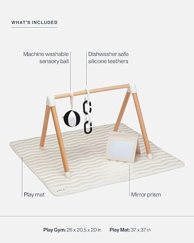 Lalo Baby Gym & Playmat for Babies and Toddlers - Eco-Friendly Oatmeal Playmat - Baby Gym & Accessories is Easy to Assemble & Clean - Go from Tummy Time to Story Time - Oatmeal thumbnail 4