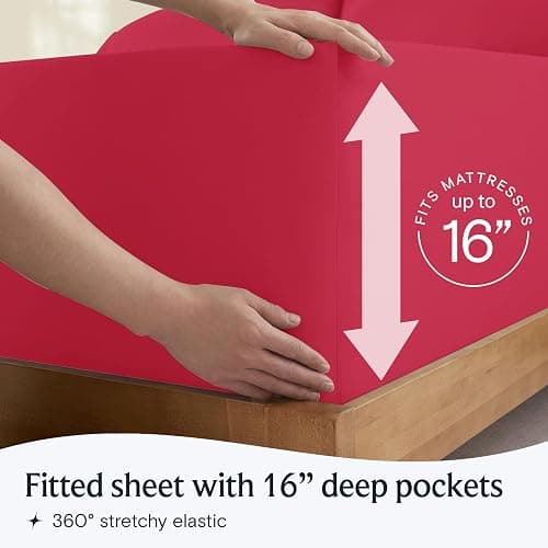 LuxClub Full Size Sheets, Deep Pocket Full Sheets Set 4PC, Soft Cooling Sheets for Full Sized Bed, Breathable Hotel Luxury Bedding Wrinkle Free, Silky Fitted Sheet & Pillowcase Sets, Lemon Yellow thumbnail 6