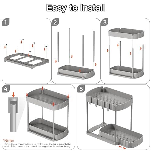 Ukeetap 2 Pack Multi-Purpose Pull-Out Storage Organizers, Under Sink Organizers and Storage for Bathroom & Kitchen, Under Cabinet Organizers and storage, 12.8 Inch, Grey - Gray - 12.8 Inch thumbnail 7
