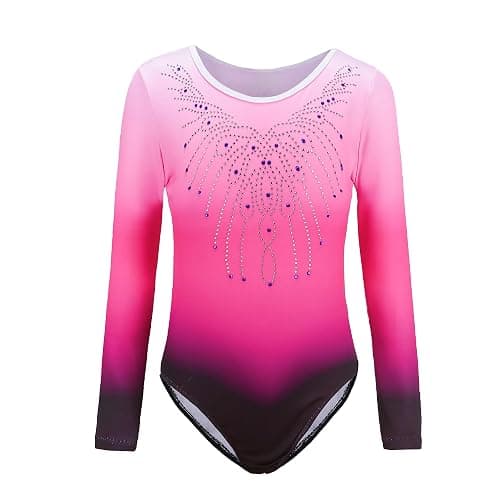 Wuchxiaen Gymnastics Leotards for Girls Set, Gradient Dance Unitards Biketards Outfit with Shorts Hairband - Image 1