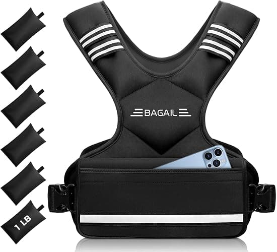 BAGAIL Adjustable Weighted Vest for Women & Men, 4-10lb/12-18lb/20-32lb Weight Vest for Home Workouts with 6 Ironsand Weights, Reflective Rucking Vest for Walking, Running, HIIT & Strength Training - Image 1