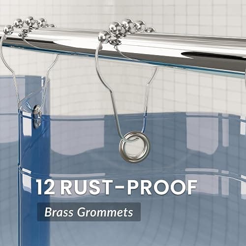 AmazerBath Premium EVA Shower Curtain Clear Blue, Luxury Shower Curtain Blue Jelly-Like Soft, Waterproof Bathroom Curtain with 3 Weighted Stones and 12 Grommets, Recyclable Packaging thumbnail 7