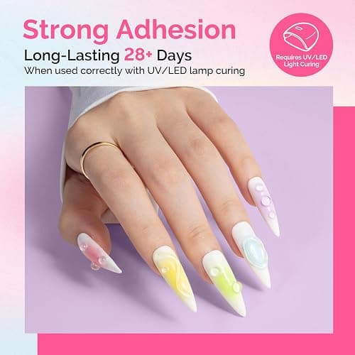 MelodySusie Rhinestone Glue Strong Hold 3D Gel Nail Art Nail Gem Glue 60g | Strong Adhesive 28+ Day Hold,Clear Gel,Gap Filling, Small Charms, Glitter, Pearls and Sequins, 3D Sculpting,UV/LED Cured thumbnail 4