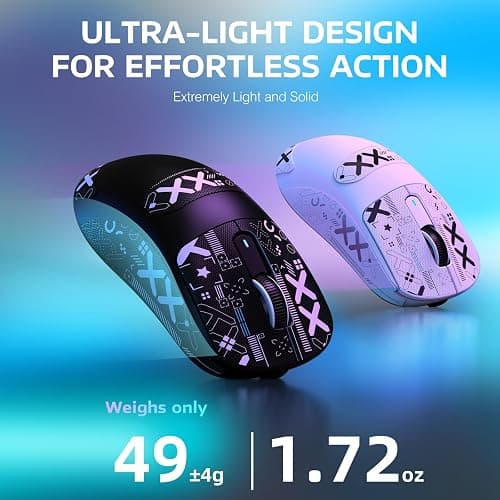 MANBASNAKE Attack Shark X3 Wireless Gaming Mouse, 49g Lightweight Triple Mode Ergonomic Computer Mouse, PAW3395 26K DPI Sensor, 200h Battery Life, Griptape Programmable Buttons for PC/Laptop/Mac/Win thumbnail 3
