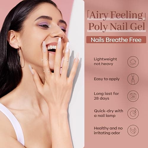 modelones Poly Nail Gel Set, 6 Colors Nude Pink Brown Daily Collection Poly Extension Gel Set Builder Manicure DIY Design Nail Art Home Salon Beauty Gift thumbnail 8
