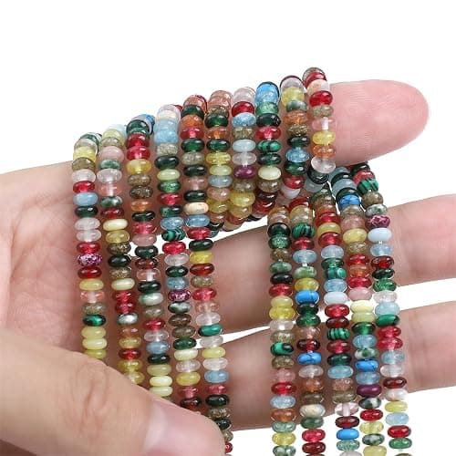 BEADIA Natural Mix Colored Stone Spacer Beads Caps Rondelle Disk Loose Beads for Beading Jewelry Making 4mmx2mm 38cm thumbnail 4