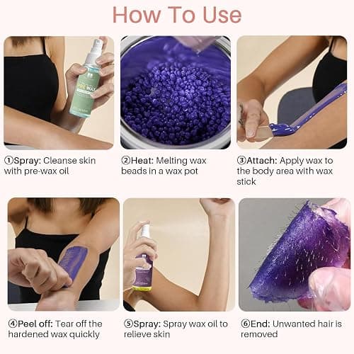 BLITZWAX Waxing Kit for Women, Brazilian Bikini Wax Warmer 6 Pack Home Use | 6 Bean Packs, Quick Heating Pot, Face Legs Body Underarms, Beginner Friendly, At Home Salon Smooth Routine, Easy Melt, Pro thumbnail 9