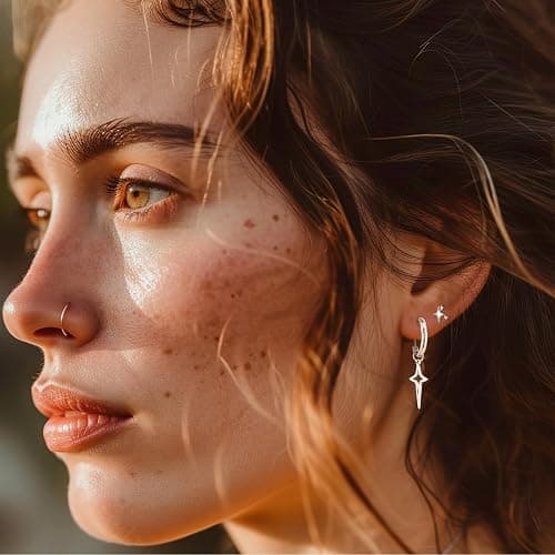 Quelay 8 Pairs Dangle Hoop Earrings for Men Women Punk Y2k Goth Gothic Tassel Chain Drop Star Moon Stud Earrings Gift thumbnail 5