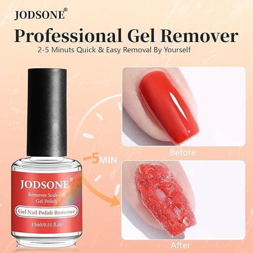 JODSONE Gel Nail Polish Remover Kit - Set with 15ml Gel Nail Polish Remover, Cuticle Oil and Latex Tape, and Complete Remover Manicure Tool Set, No Soaking thumbnail 2