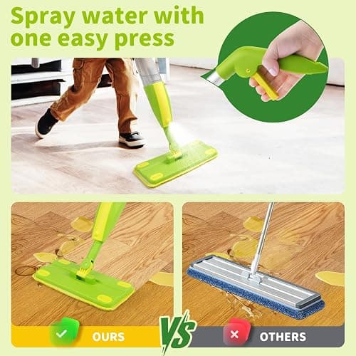 Lullulii Kids Spray Mop, Fun & Functional Toddler Mop Cleaning Set,Real Working Mini Mop, Pretend Play Toy –Includes Spray Bottle,Washable Microfiber Pads, Montessori Kids Cleaning Toy Set -Green thumbnail 3