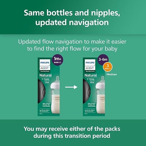 Philips Avent Natural Glass Baby Bottles with Natural Response Nipples (Medium Flow, Flow 3), 8oz, 4-Pack, SCY913/04 thumbnail 8