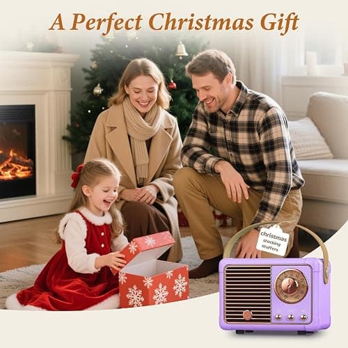 PRUNUS J-999 Retro Bluetooth Speaker,Vintage Decor Mini Wireless Speaker | Cute Old Fashion Style for Kitchen Desk Bedroom Office Party Outdoor Best Birthday Gifts Ideas for Women Teenage(Purple） thumbnail 2