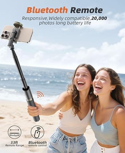 Vimose Phone Tripod & Selfie Stick with Remote, Portable, Lightweight for Video Recording Vlog, Extendable Travel Tripod Stand Compatible with iPhone Android, Black, 62" thumbnail 4