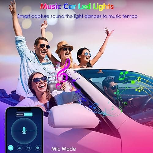 Interior Car Lights Keepsmile Car Accessories APP Control with Remote Music Sync Color Change RGB Under Dash Lighting with Charger 12V LED Lights Running Board Lights thumbnail 4