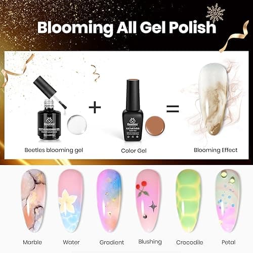 Beetles Blooming Gel 15ml Clear Uv Led Blossom Christmas Nails Gel Polish for Spreading Effect Marble Natural Stone Watercolor Floral Print Soak off Diy Nail Art Design Manicure Gift for Women thumbnail 4