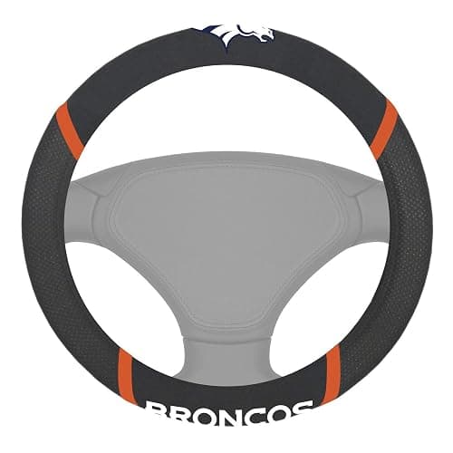 FANMATS unisex adult Embroidered Steering Wheel Cover, Black, 15 Inch Diameter US - Image 1