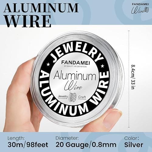 FANDAMEI Craft Wire 20 Gauge 98 Feet, Silver Wire for Jewelry Making, Aluminum Wire for Crafts, Sculpting, Beading. Metal Bendable for DIY, Christmas Floral Craft, Decoration, Jewelry Making thumbnail 2
