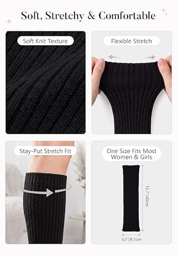 American Trends Women’s Neon Knitted Leg Warmers for 80s Party Dance Yoga | Stay-Up, Soft & Stretchy, Comfortable & Warm, Party Costume Accessories, Layer with Fashion Outfits, Cosplay Dance & Workout thumbnail 4