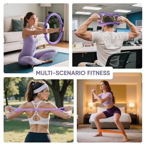 ElaraFit Home Pilates Kit for Women Pilates Equipment Ring and Ball Set Magic Circle Hoop with 5 Resistance Bands Compact Toning Fitness Essentials Starter Set Accessories thumbnail 3