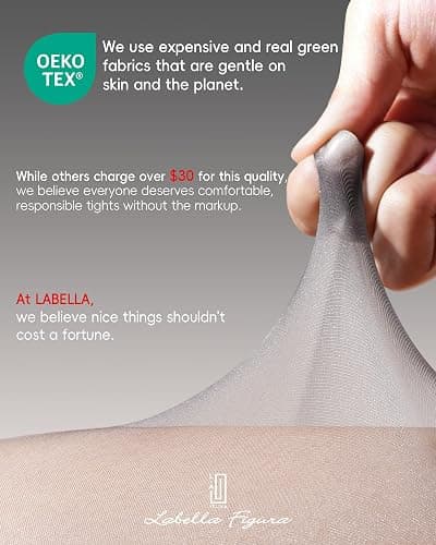 LABELLA Super Thin Lightweight Sheer Tights, Durable and Sturdy, S-Queen2 | Multicolor sheer-to-waist tights, silk-touch, eco-friendly, reinforced toe, breathable cotton gusset. thumbnail 7