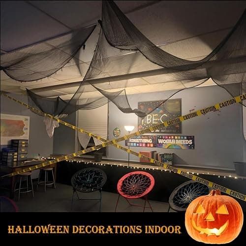 AUXHCYL Halloween Creepy Cloth Decorations, 120 x 600cm Black Spooky Scary Gauze Decor Halloween Decorations for Party Indoor Outdoor thumbnail 3