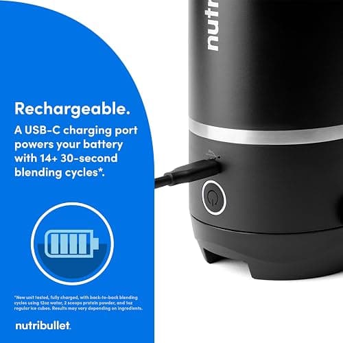 nutribullet Flip Portable Blender with Insulated Cup, Cordless, Black, NBPB50350AK thumbnail 9