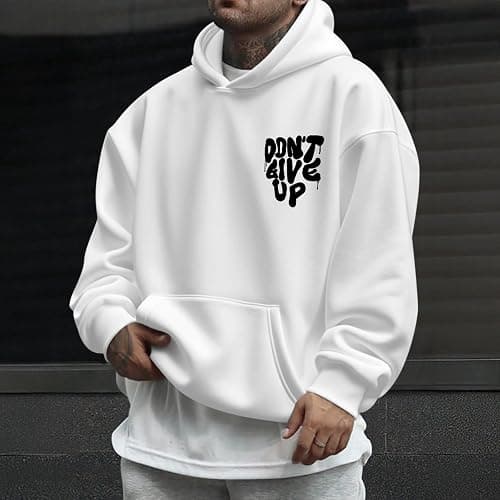 Wedsadl Graphic Streetwear Hoodies For Men Vintage Hoodie Inspirational Sweatshirts Positive Letter Print Cotton Pullover thumbnail 6